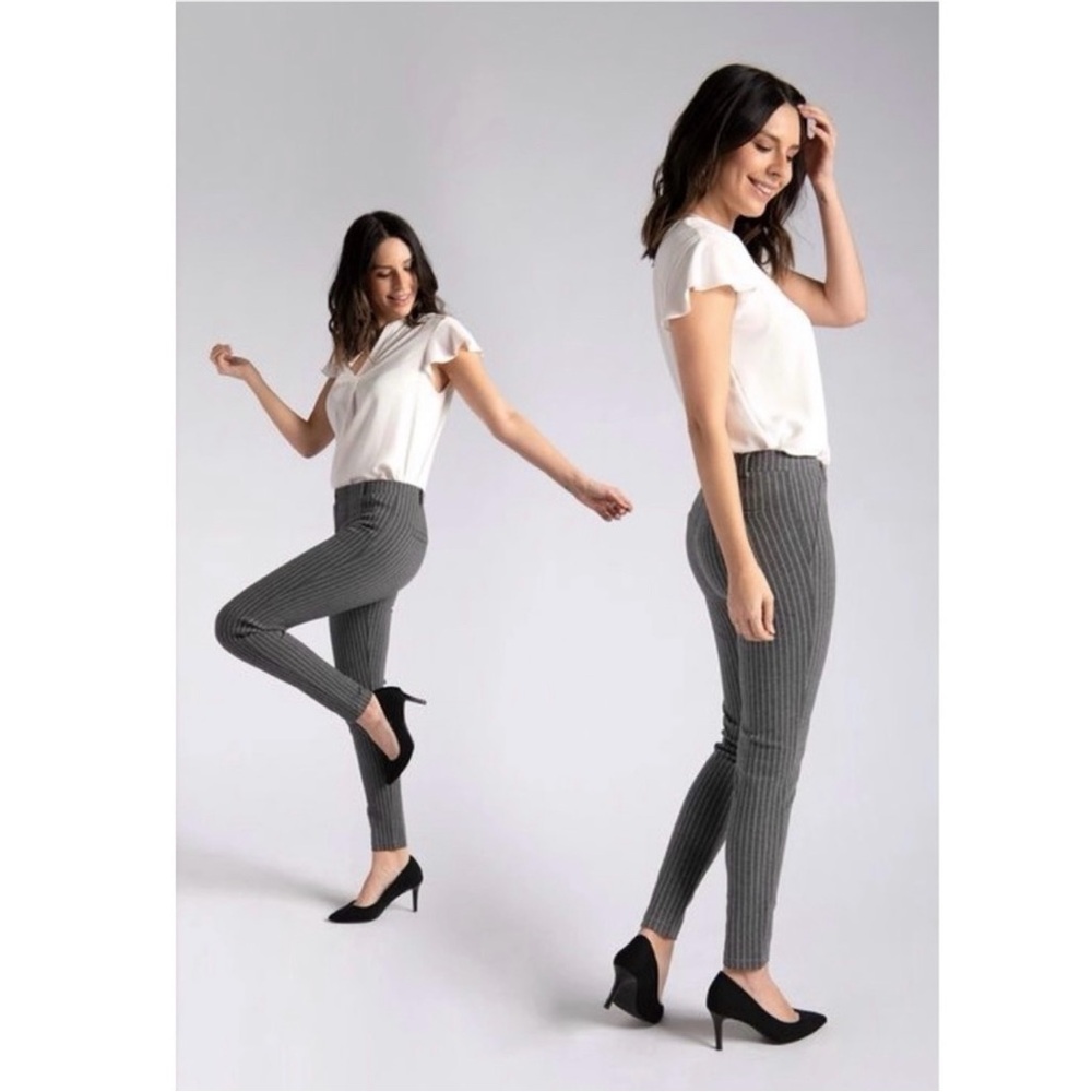 Betabrand Dress Pant Yoga Striped Skinny Pants